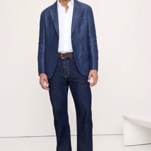 Men's Banana Republic Navy Wool Herringbone Blazer 38R